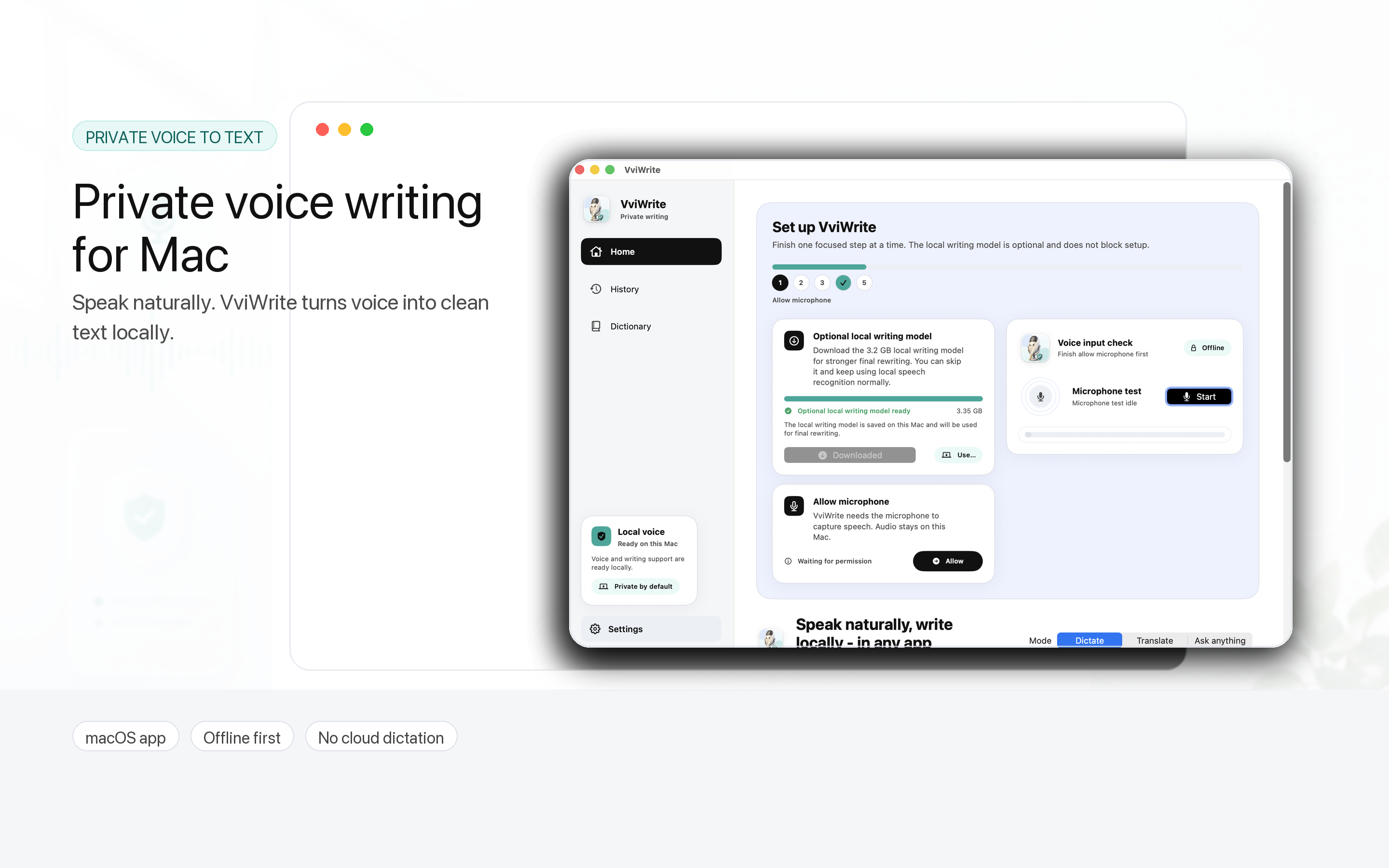 Vvicat Write private voice writing interface on macOS